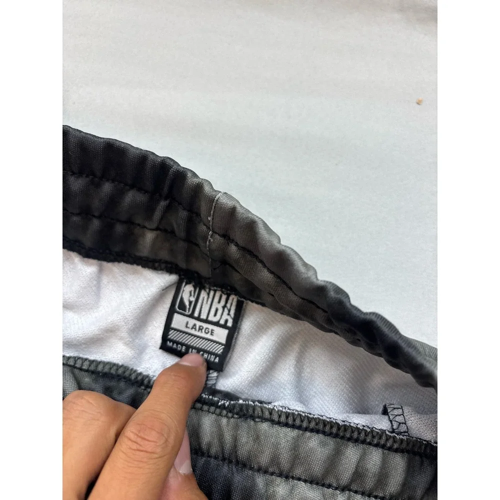 NBA Mens Tie Dye Jogger Sweatpants Grey Black Graphic Logo Large